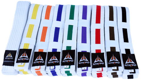Martial Arts Belt - White with coloured stripe